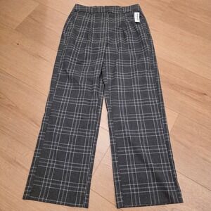 OLD NAVY Taylor Wide Leg Trouser Women's Size M Grey Plaid Extra High Rise NWT